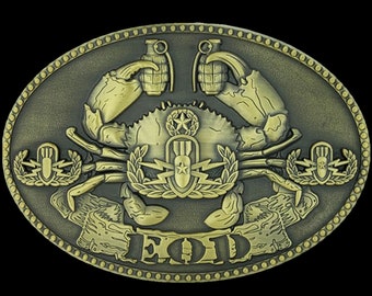 EOD Crab belt buckle Old Antique Gold