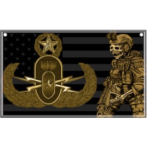 Bandera de calavera EOD de 3 x 5