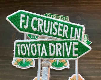 Street Sign ~ Corner of FJ Cruiser Lane & Toyota Drive ~ Embroidered Morale Patch ~ Accessory Accessories for FJ 40 Landcruiser Headliners