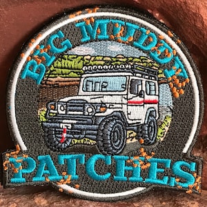 Big Muddy Patches Logo ~ Embroidered Morale Headliner Patch ~ Vintage Retro Toyota FJ 40 Landcruiser Off-Roading Accessory Accessories