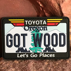 Oregon Toyota Patch ~ Colecionável 3D PVC Placa de licença estadual Moral ~ Engraçado Paródia de registro florestal de madeira ~ 4Runner Tacoma Headliner