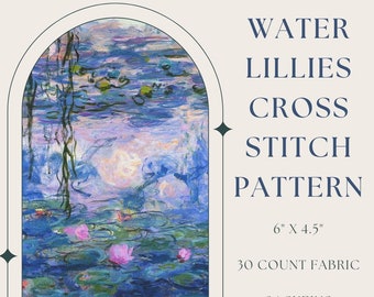 Water Lillies by Claude Monet Downloadable Cross Stitch Pattern