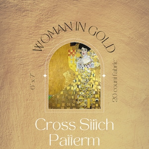 Frau in Gold von Gustav Klimt Herunterladbares Kreuzstichmuster
