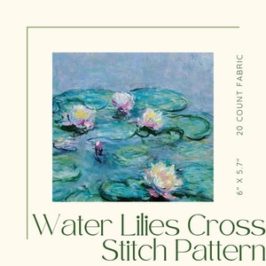 Water Lilies (3) by Claude Monet Downloadable Cross Stitch Pattern