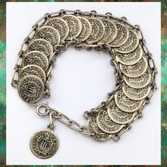 ブレスレット vintage multi coin silver bracelet メンズ vintage multi coin silver bracelet