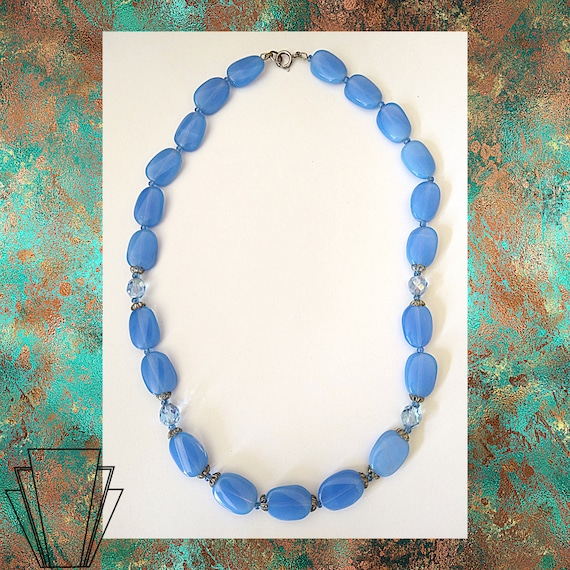 1930's vintagebeadsネックレス faceted jet and crystal glass necklace. Czechoslovakia