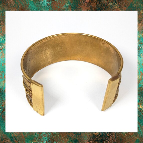 Vintage Brass and Copper Cuff Bracelet, Woven Met… - image 3