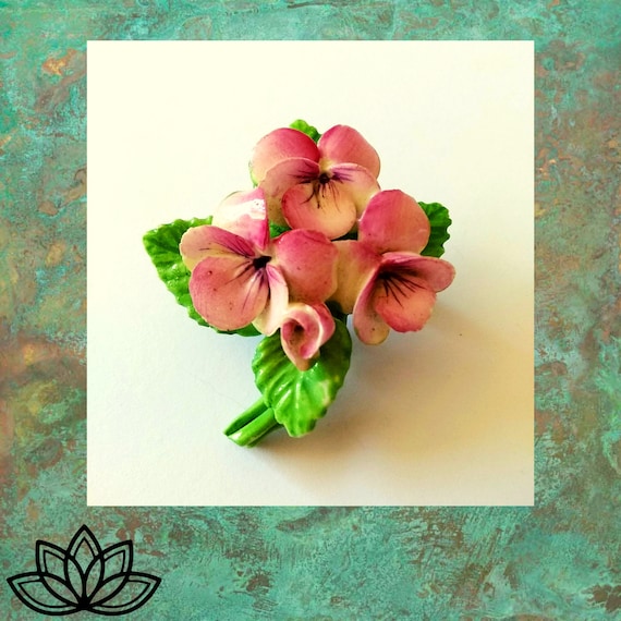 Vintage Flower Brooch Crown China Crafts Made in … - image 1