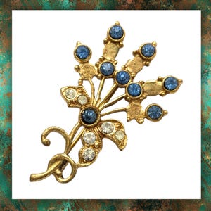 Vintage Gold Tone Floral Spray Brooch 1950s