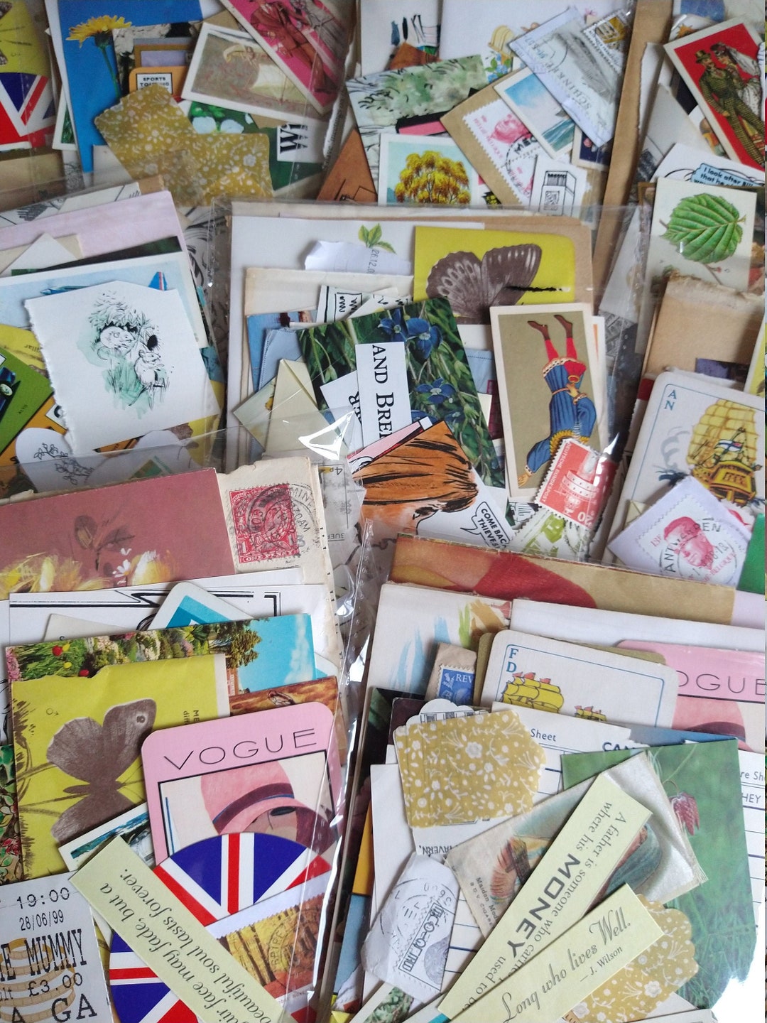 Vintage Paper Ephemera Pack, Mixed Lot, Lucky Dip, Junk Journal, Stamps ...