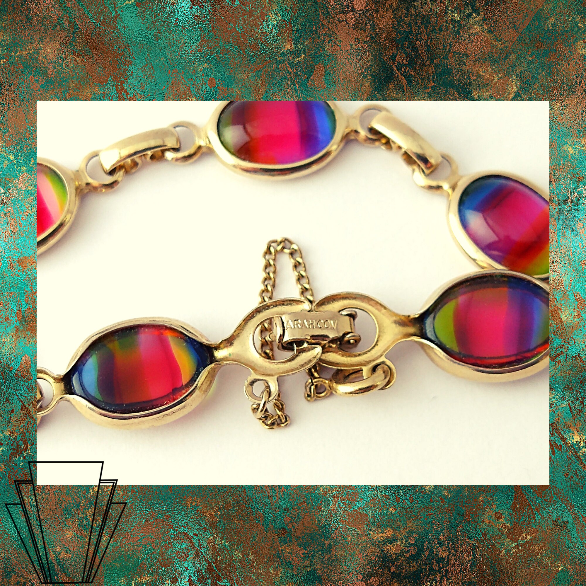SARAH COV ヴィンテージ レインボーガラスブレスレット 人気ブランドを