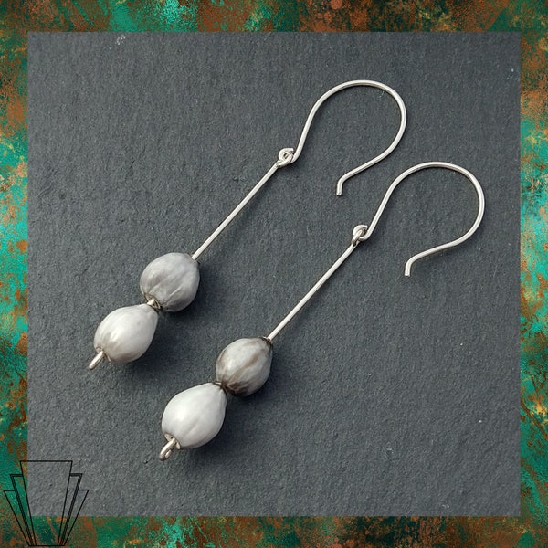 Handmade Imfibinga Seed Eco Sterling Silver Drop Earrings