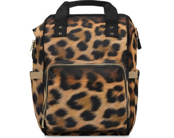 Leopard Print Multifunctional Diaper Backpack