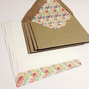 Multicolor Rainbow Triangle Pattern Kraft Stationery - Set of 4