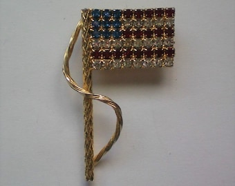 Amerikanische Flagge Pin mit rot, weiß, blau Strass - 6210