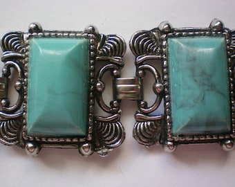 Chunky Five Link faux Turquoise Bracelet - 5923