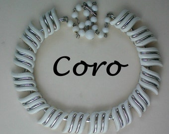 Signed Coro White Lucite Necklace - 3916
