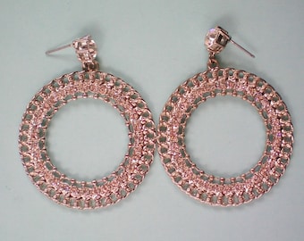 HUGE Graziano Rhinestone Hoop Earrings - 4106