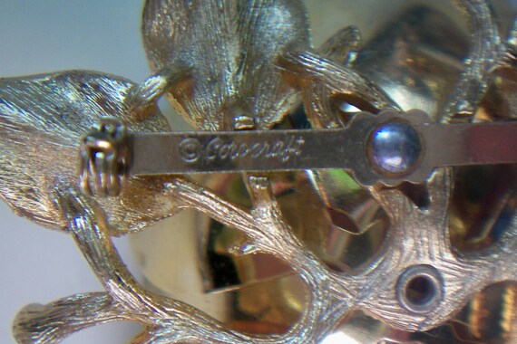 Signed Corocraft Enamel and Metal Flower Brooch -… - image 4