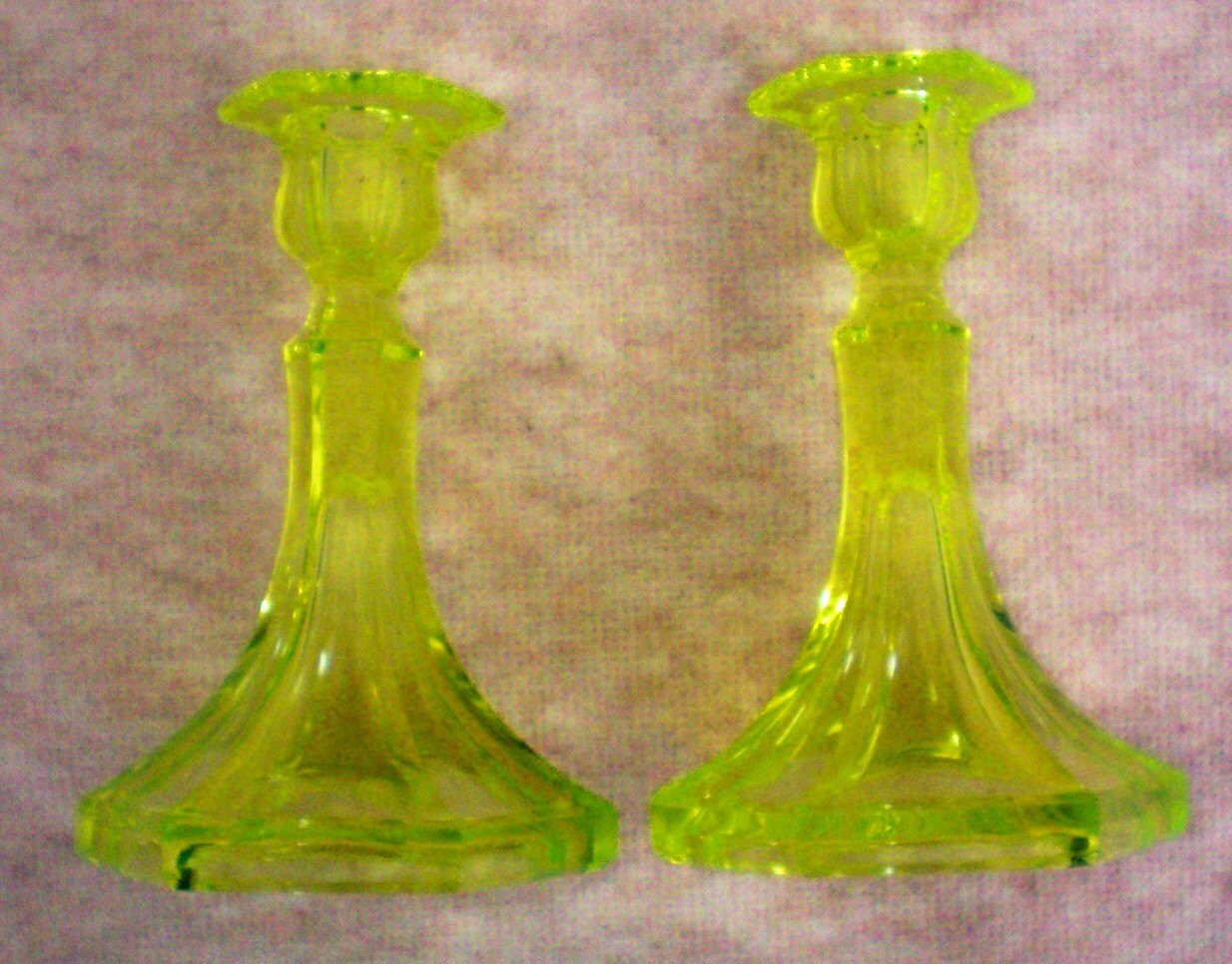 Vaseline Uranium Glass Candlesticks 4174 Etsy
