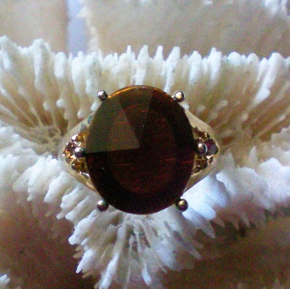 Root Beer Rhinestone Statement Ring - 6382 - image 1