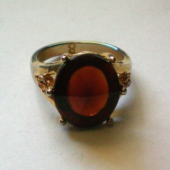Root Beer Rhinestone Statement Ring - 6382 - image 2