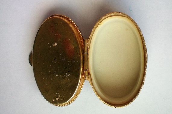 Small Brass with Porcelain Portrait Pill Box - 51… - image 2