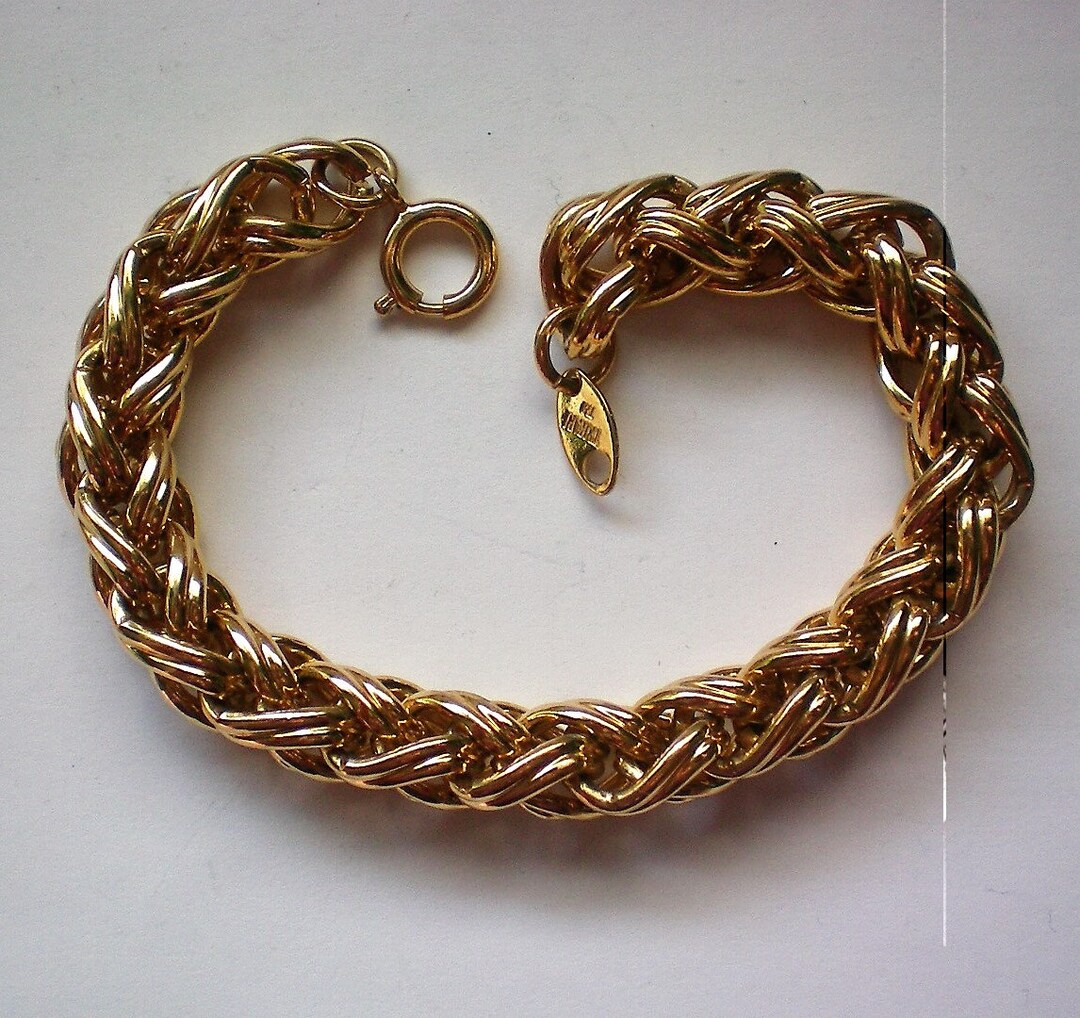 Trifari Woven Link Gold Tone Rope Bracelet - 6027 - Etsy