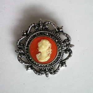Marcasite Cameo Pin 5209 image 1