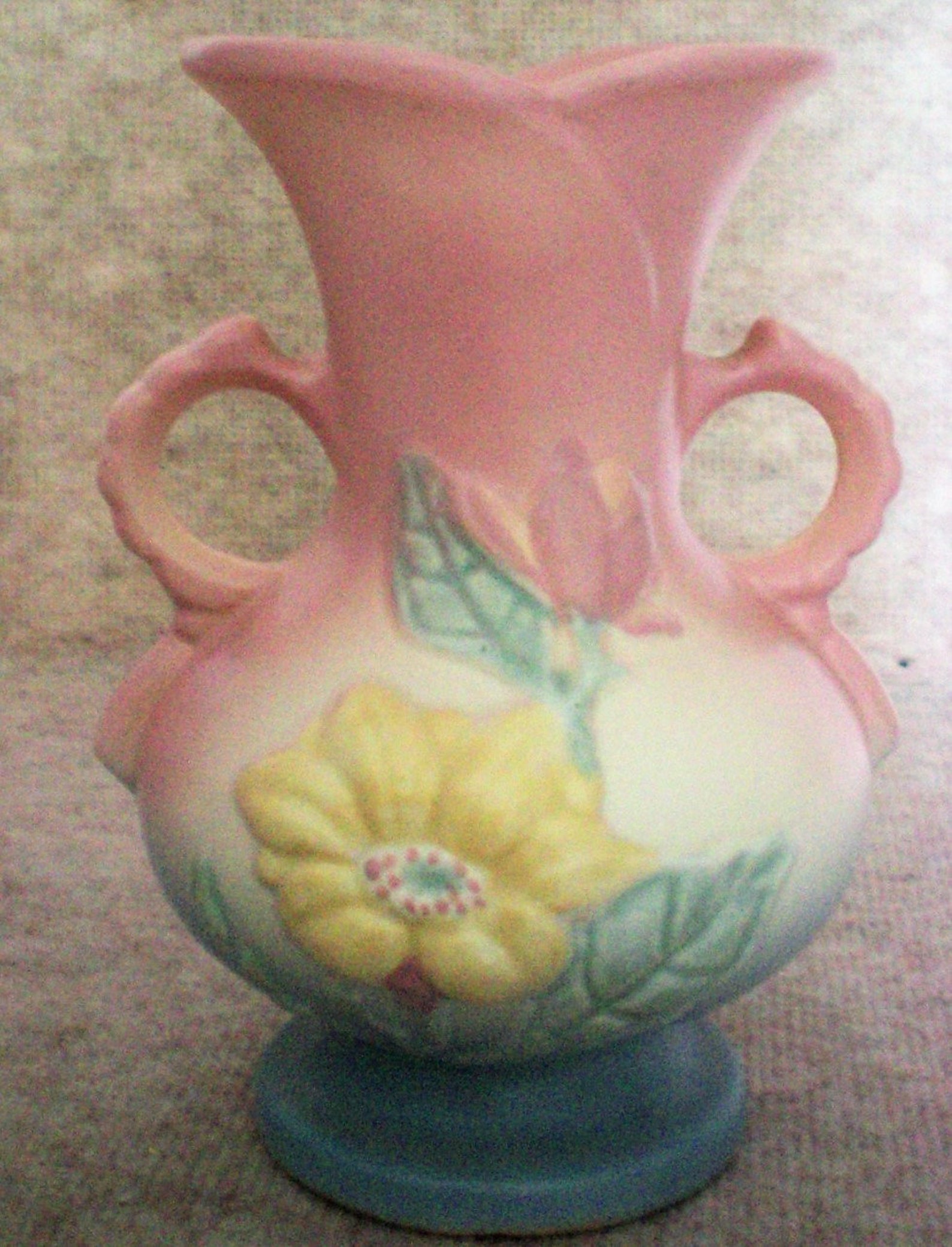 Hull Art Pottery Pink And Blue Magnolia Double Handled Vase Etsy