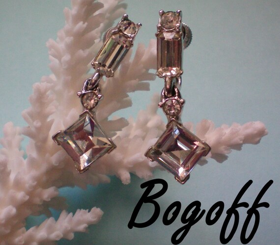 Bogoff Crystal Rhinestone Dangle Earrings - 2140 - image 1