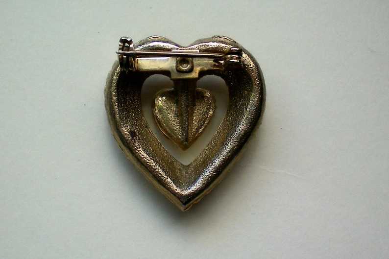 Gold tone Heart with Rhinestone Center 2414