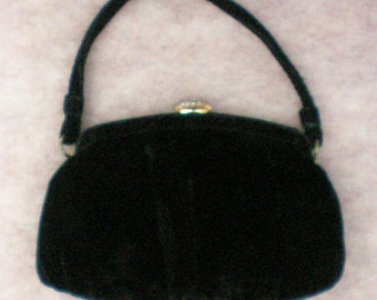 Sac de soirée vintage en velours noir par Gauthier - 4462