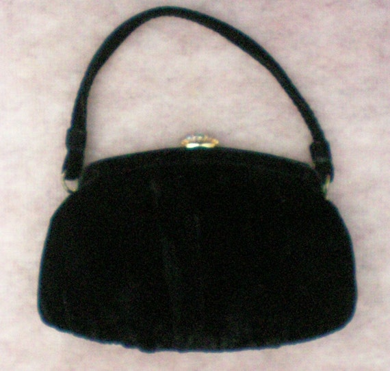 Vintage Black Velvet Evening Bag by Garay - 4462 - image 1