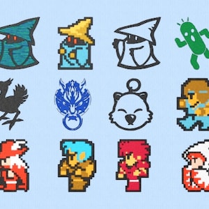 Final Fantasy 8 bit Embroidery Designs Set of 12 - 4&quot; by 4&quot;