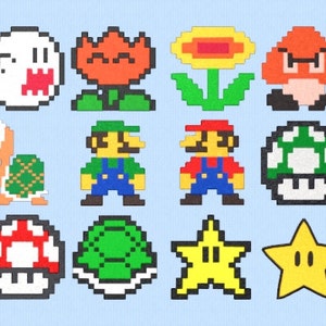 Set of 12 Mario Themed Embroidery designs for 4&quot; by 4&quot; Hoop