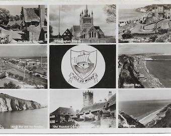 Isle of Wight, England, UK - 1953 Vintage Multiview Real Photo Postcard