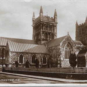 Igreja Wimborne Minster, Dorset, Inglaterra, Reino Unido - Cartão postal vintage com foto real