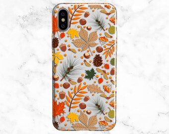 Fall Leaves Samsung Galaxy S9 plus S8 Case Protective Phone Cover Autumn iPhone 7 8 X XR 10 Xs Max 7 plus Case Botanical A521