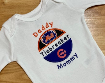 House Divided Baby Embroidered Baseball Bodysuit, Toddler Shirt - Fully Customizable -You Choose ANY TEAMS - College and MLB