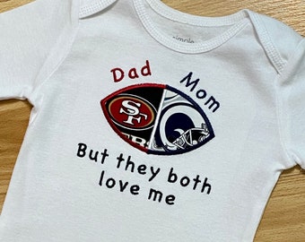 House Divided Baby Embroidered Football Bodysuit, Shirt - Fully Customizable -You Choose ANY TEAMS - College and NFL