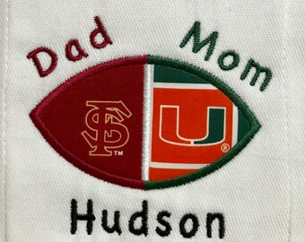 House Divided Baby Embroidered Football Bodysuit, Shirt - Fully Customizable -You Choose ANY TEAMS - College and NFL