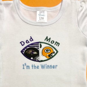 House Divided Baby Embroidered Football Bodysuit, Shirt - Fully Customizable -You Choose ANY TEAMS - College and NFL