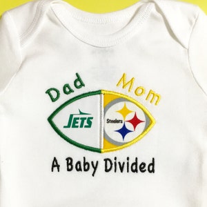 House Divided Baby Embroidered Football Bodysuit, Shirt - Fully Customizable -You Choose ANY TEAMS - College and NFL