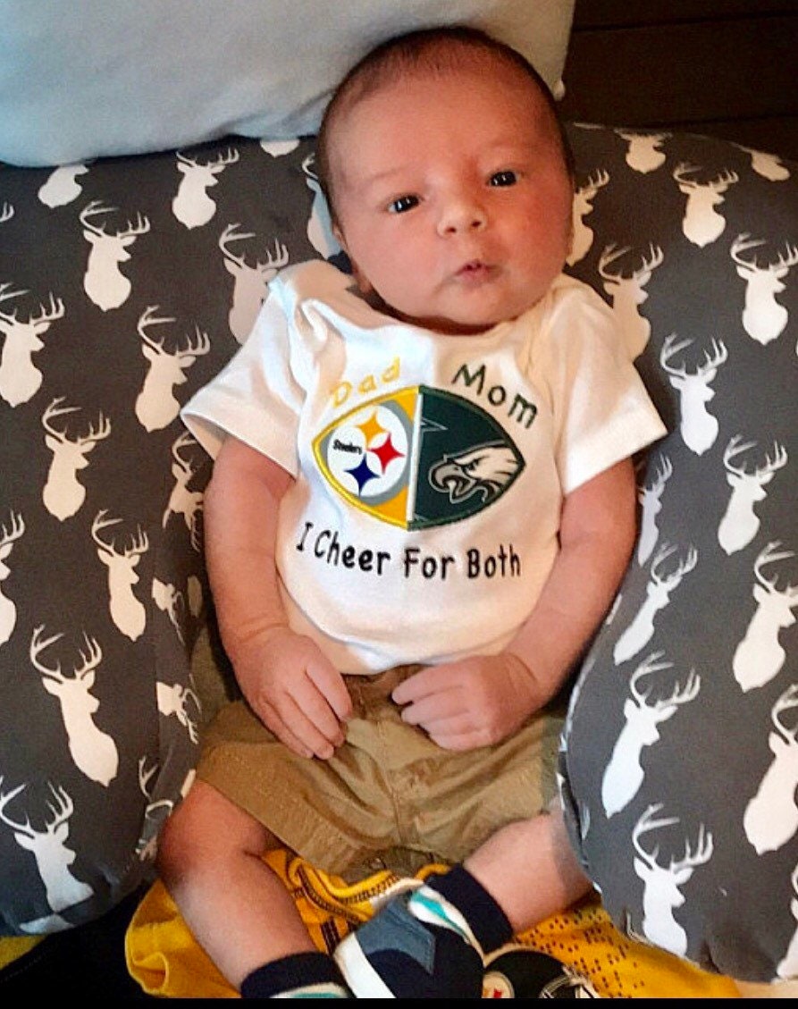 House Divided Baby Embroidered Football Bodysuit, Shirt - Fully Customizable -You Choose ANY TEAMS - College and NFL
