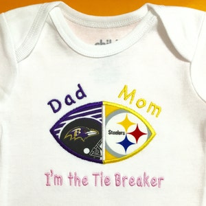 House Divided Baby Embroidered Football Bodysuit, Shirt - Fully Customizable -You Choose ANY TEAMS - College and NFL