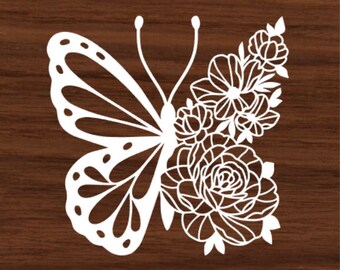 Flower Butterfly car decal, laptop decal, vinyl decal, butterfly sticker