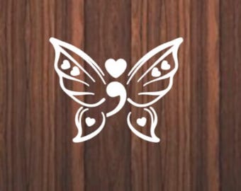 Heart Semi Colon decal