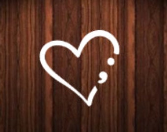 Semicolon heart car decal suicide awareness