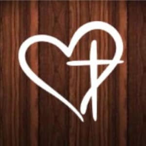 Cross heart car decal